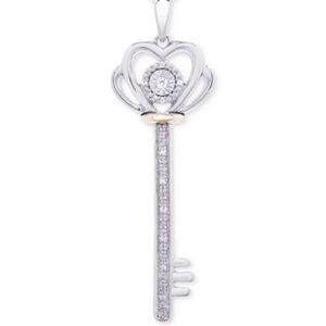 Diamond Accent Two-Tone Key Pendant Necklace